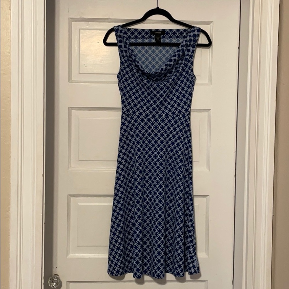 Express Blue & White pattern dress